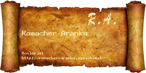 Ramacher Aranka névjegykártya